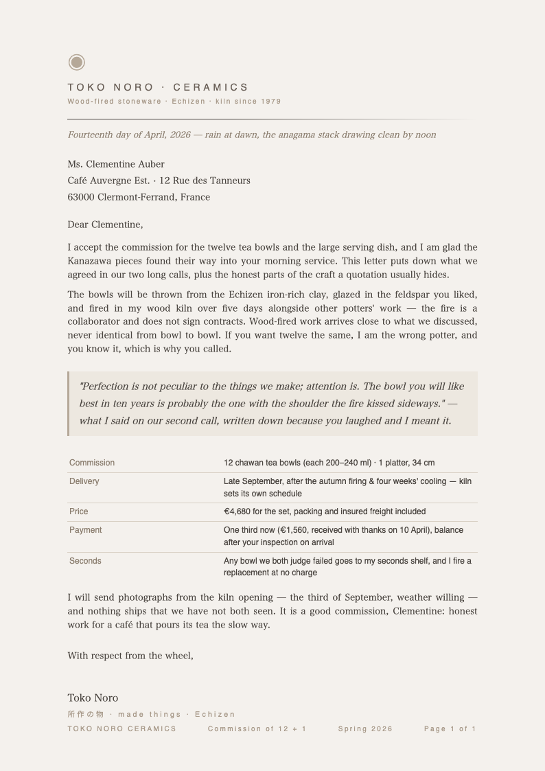 Wabi Sabi Formal Letter